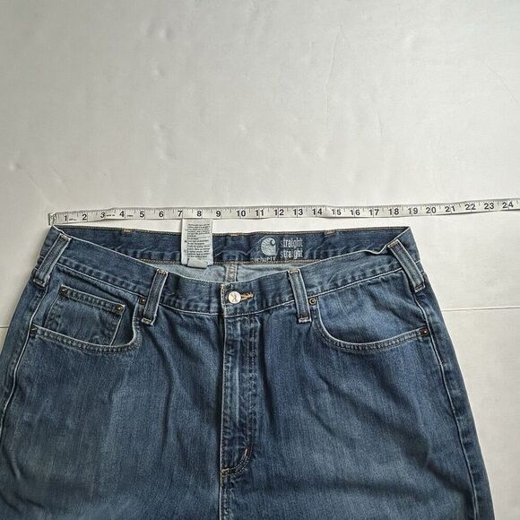 Men’s Carhartt  Blue Jeans 40x32 Straight Fit Blue RN#14806 - Picture 7 of 9